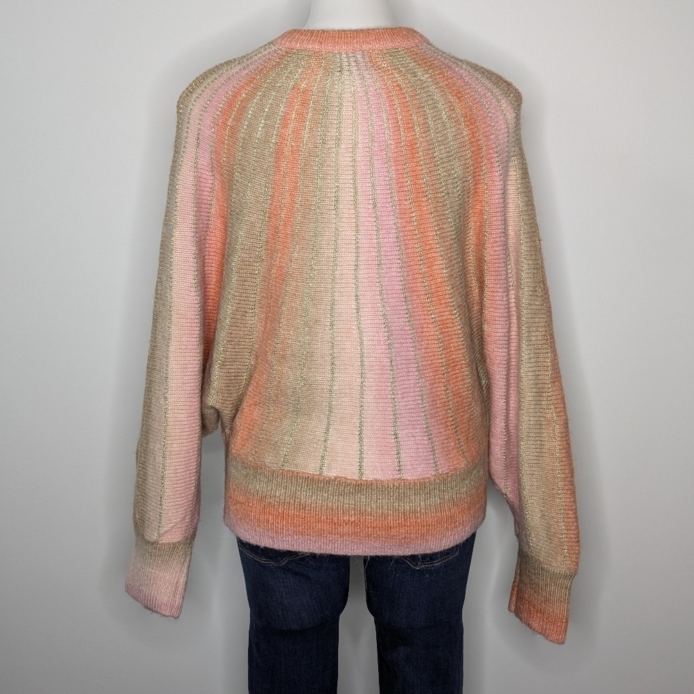 NWT Molly Bracken orange pink tan batwing sleeve sweater M - Picture 5 of 9